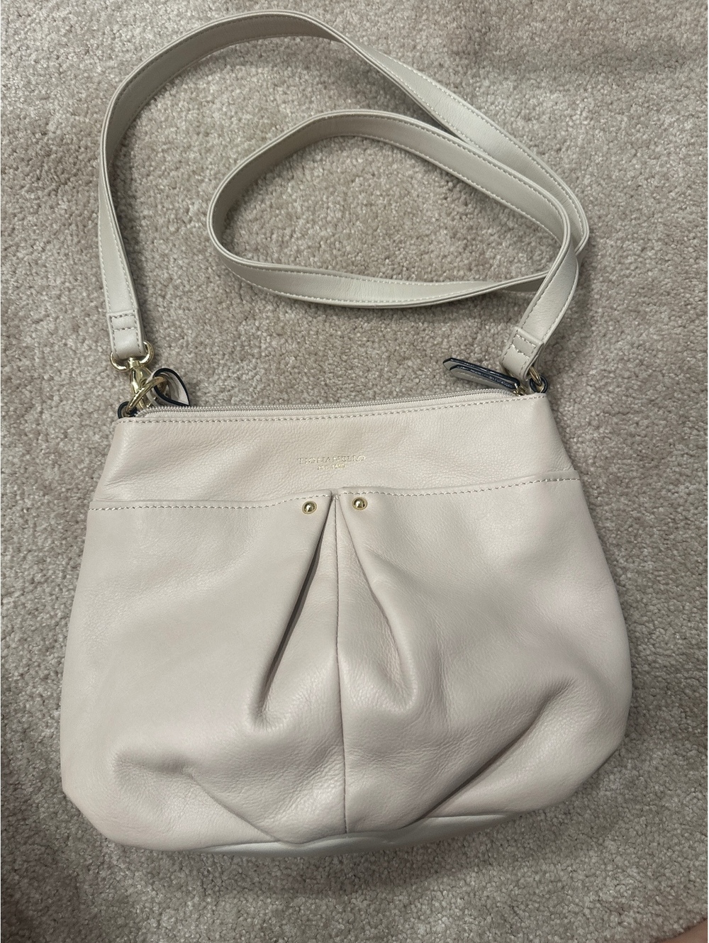 Tignanello Cream Leather Crossbody Shoulder Bag